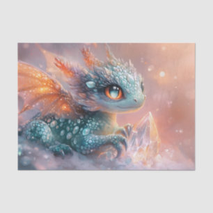 Adorable Baby Dragon with Crystal Gem: Fantasy Art Tissue Paper