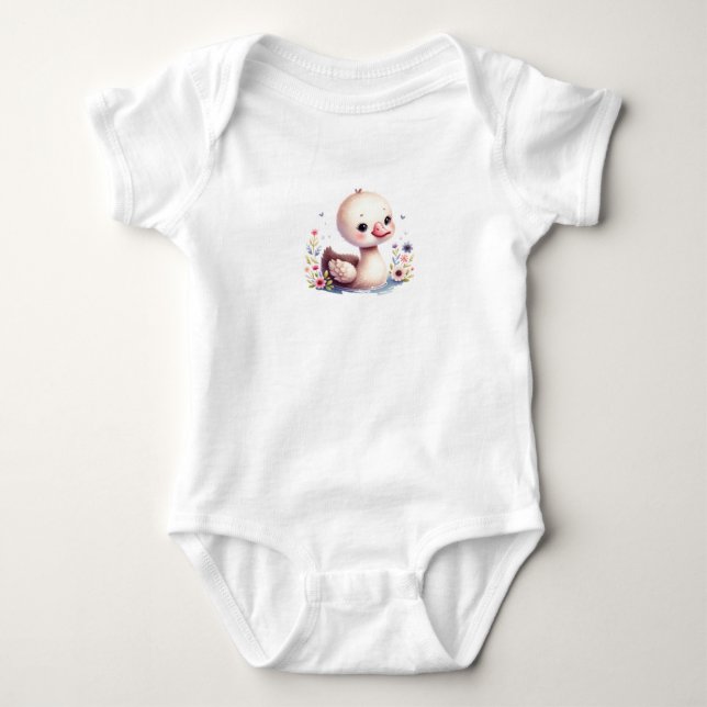 Adorable Baby Duck Print  Bodysuit (Front)