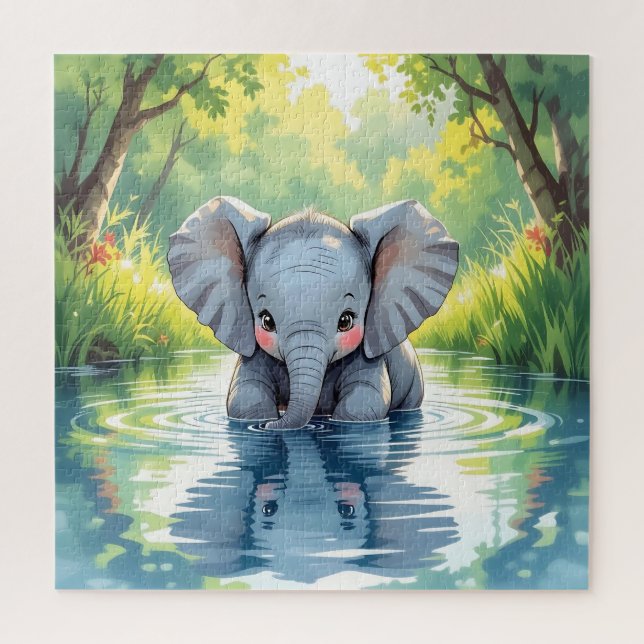 Adorable Baby Elephant and Reflection   Jigsaw Puzzle (Vertical)
