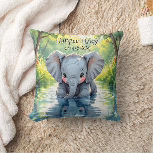 Adorable Baby Elephant and Reflection Personalised Cushion