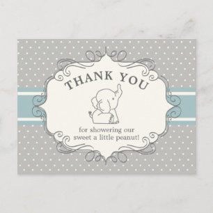 Adorable Baby Elephant   Baby Shower Thank You Postcard