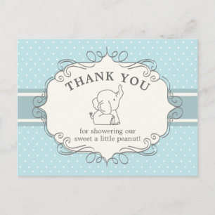 Adorable Baby Elephant Baby Shower Thank You Postcard