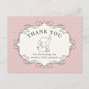 Adorable Baby Elephant Baby Shower Thank You Postcard