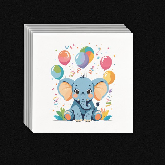 Adorable Baby Elephant Balloons Baby Shower Napkin (Creator Uploaded)