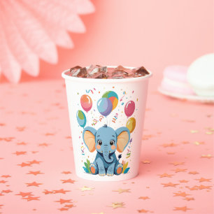 Adorable Baby Elephant Balloons Baby Shower Paper Cups