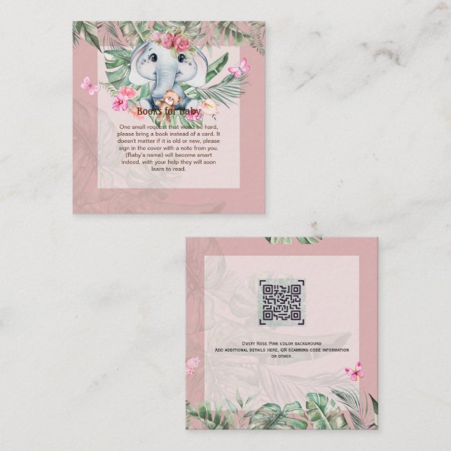 Adorable Baby Elephant Book Poem Request Card (Front/Back)