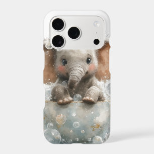 Adorable Baby Elephant in Teacup with Rubber Duck
