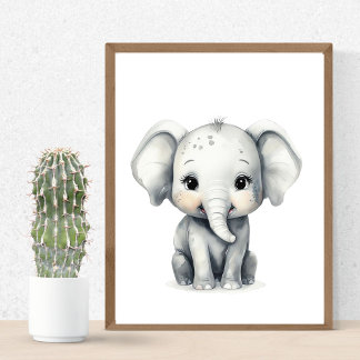 Adorable Baby Elephant Nursery print Jungle Theme
