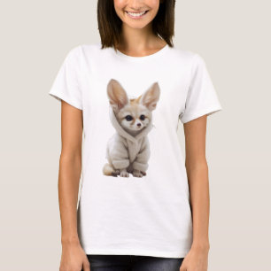 Adorable Baby Fennec Fox wearing a White Knitted T-Shirt