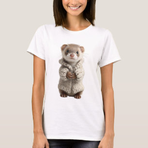 Adorable Baby Ferret in Cosy Knit Sweater