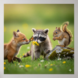 Adorable Baby Forest Animals Poster
