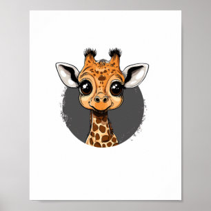 Adorable Baby Giraffe Illustration Poster