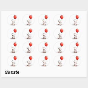 Adorable Baby Giraffe with Red Balloon Classic Round Sticker