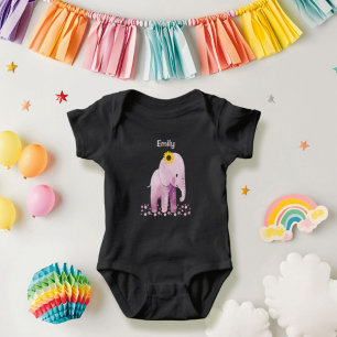 Adorable Baby Girl Elephant With Name Bodysuit
