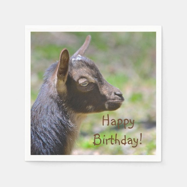 Adorable Baby Goat Birthday Napkin (Front)