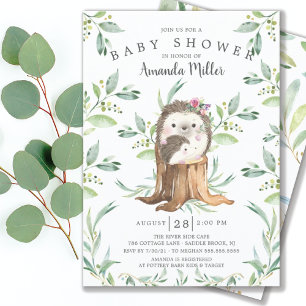 Adorable Baby Hedgehog and Mum Baby Shower Invitation