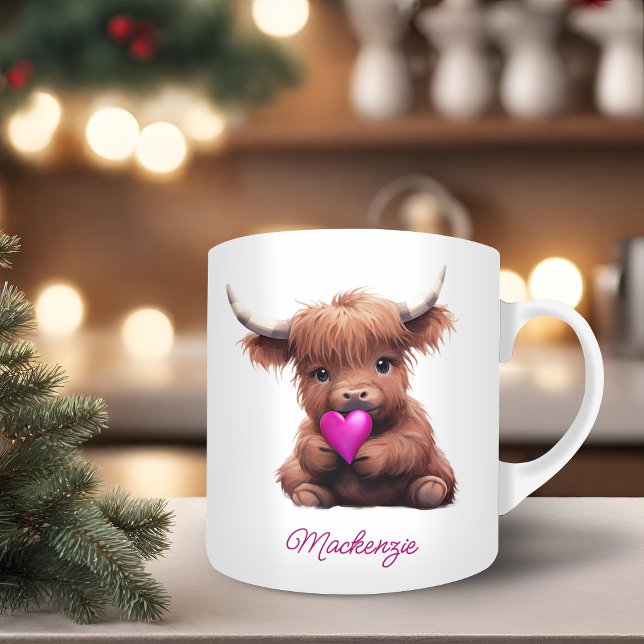 Adorable Baby Highland Cow Heart  Coffee Mug (Creator Uploaded)