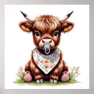 Adorable Baby Highland Cow Poster
