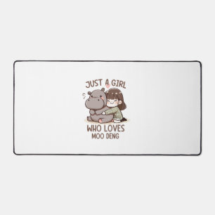 Adorable Baby Hippo, Jus A Girl Who Loves Moo Deng Desk Mat