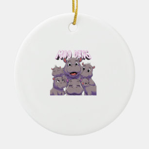 Adorable Baby Hippo Just A Girl Who Loves Moo Deng Ceramic Tree Decoration
