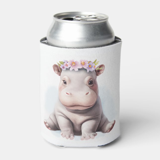 Adorable Baby Hippopotamus Can Cooler (Can Front)
