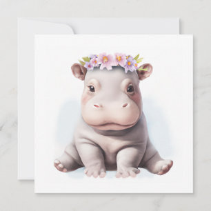 Adorable Baby Hippopotamus Holiday Card