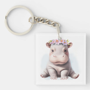 Adorable Baby Hippopotamus Key Ring