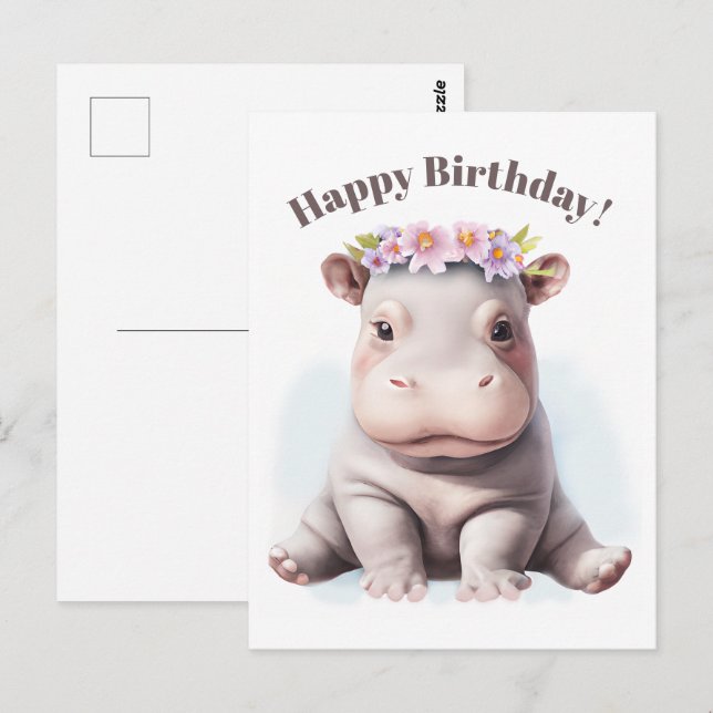 Adorable Baby Hippopotamus Postcard (Front/Back)