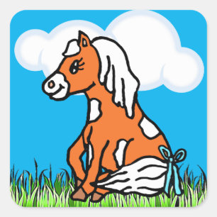 Adorable Baby Horse Brown  Pony Stickers