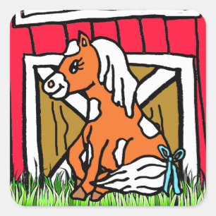 Adorable Baby Horse Brown  Pony Stickers