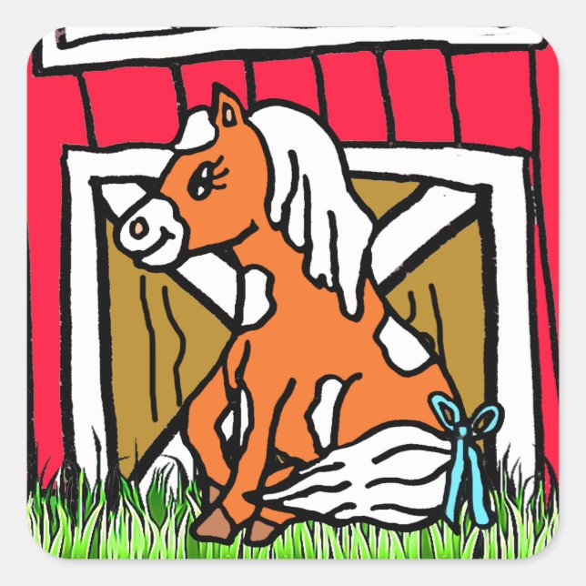 Adorable Baby Horse Brown  Pony Stickers (Front)