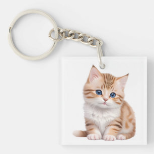 Adorable Baby Kitten Cute Feline Key Ring