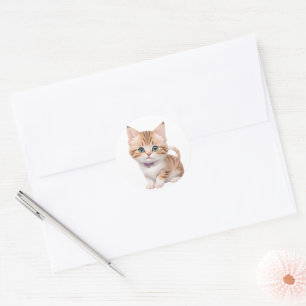 Adorable Baby Kitten Design  Classic Round Sticker