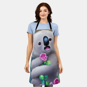 Adorable Baby Koala Bear with Flowers Apron