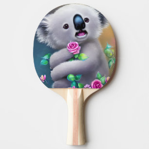Adorable Baby Koala Bear with Flowers Ping Pong Paddle