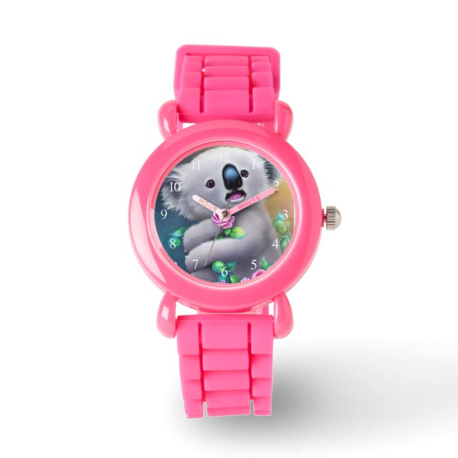 Adorable Baby Koala Bear with Flowers Watch (Front)