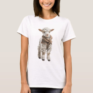 Adorable Baby Lamb Illustration with Scarf T-Shirt