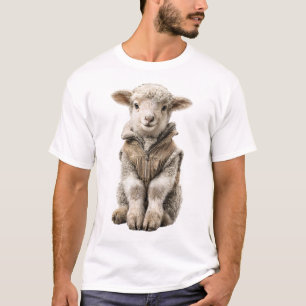 Adorable Baby Lamb in Miniature Vest T-Shirt