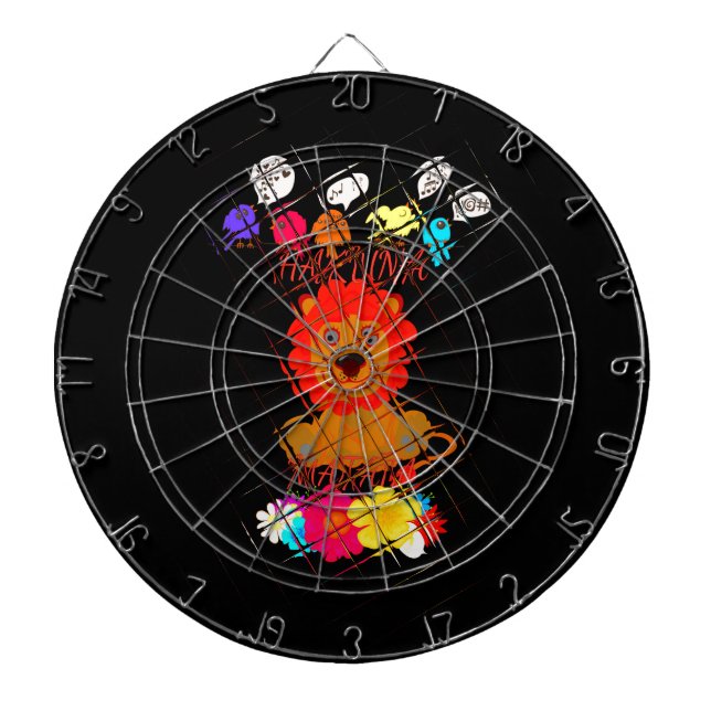 Adorable Baby Lion Art Design Motif Dartboard (Front)
