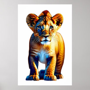 Adorable Baby Lion Cub Design for Animal Lovers Poster
