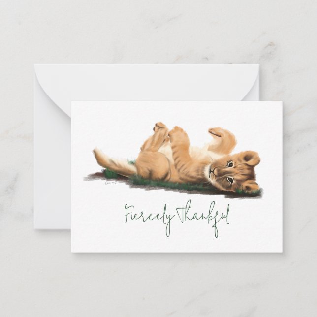 Adorable Baby Lion Thank You Card Pastel Wildlife (Front)