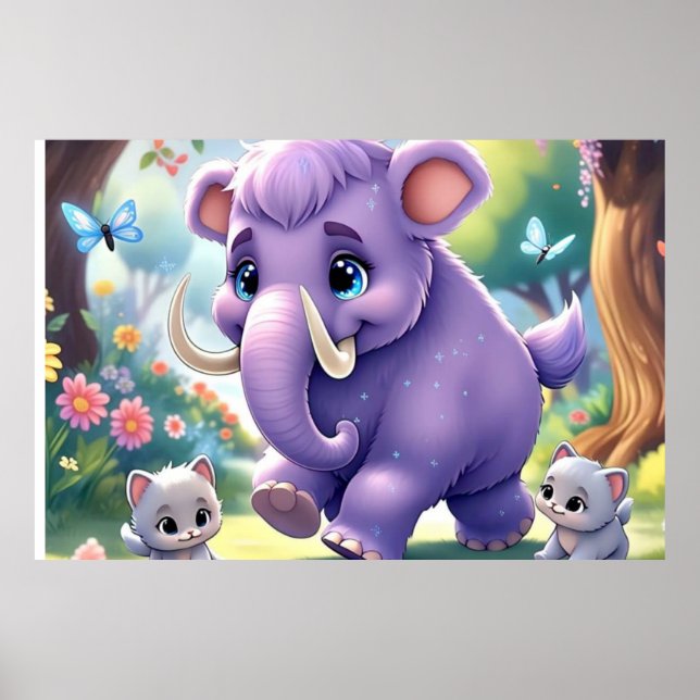 Adorable Baby Mammoth  Poster (Front)