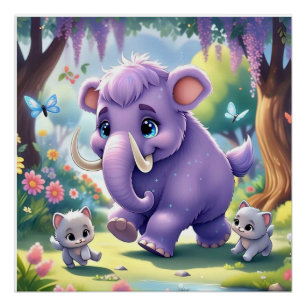 Adorable Baby Mammoth  Poster