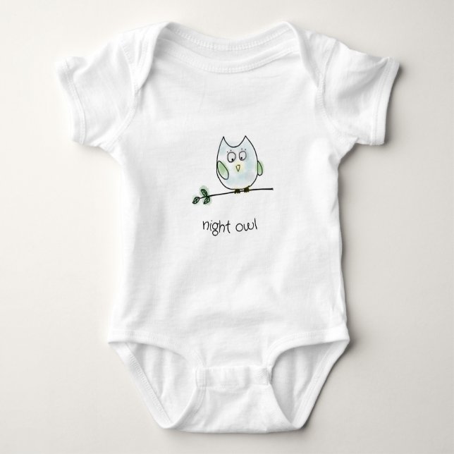 Adorable Baby Night Owl Bodysuit (Front)