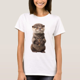 Adorable Baby Otter in a Cosy Knitted T-Shirt