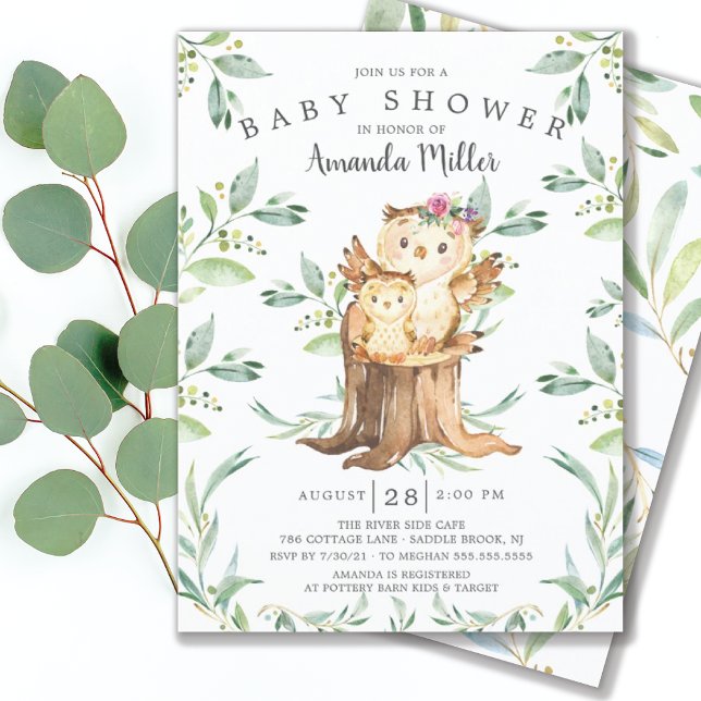 Adorable Baby Owl and Mum Baby Shower Invitation (Creator Uploaded)