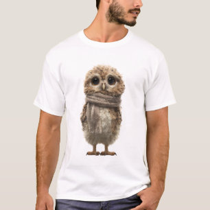Adorable Baby Owl in Cosy Winter Scarf T-Shirt