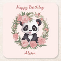 Adorable Baby Panda Bear with Flowers