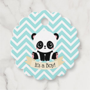 Adorable Baby Panda Blue Baby Shower  Favour Tags