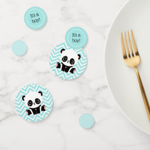 Adorable Baby Panda Blue It's a Boy Baby Shower Confetti